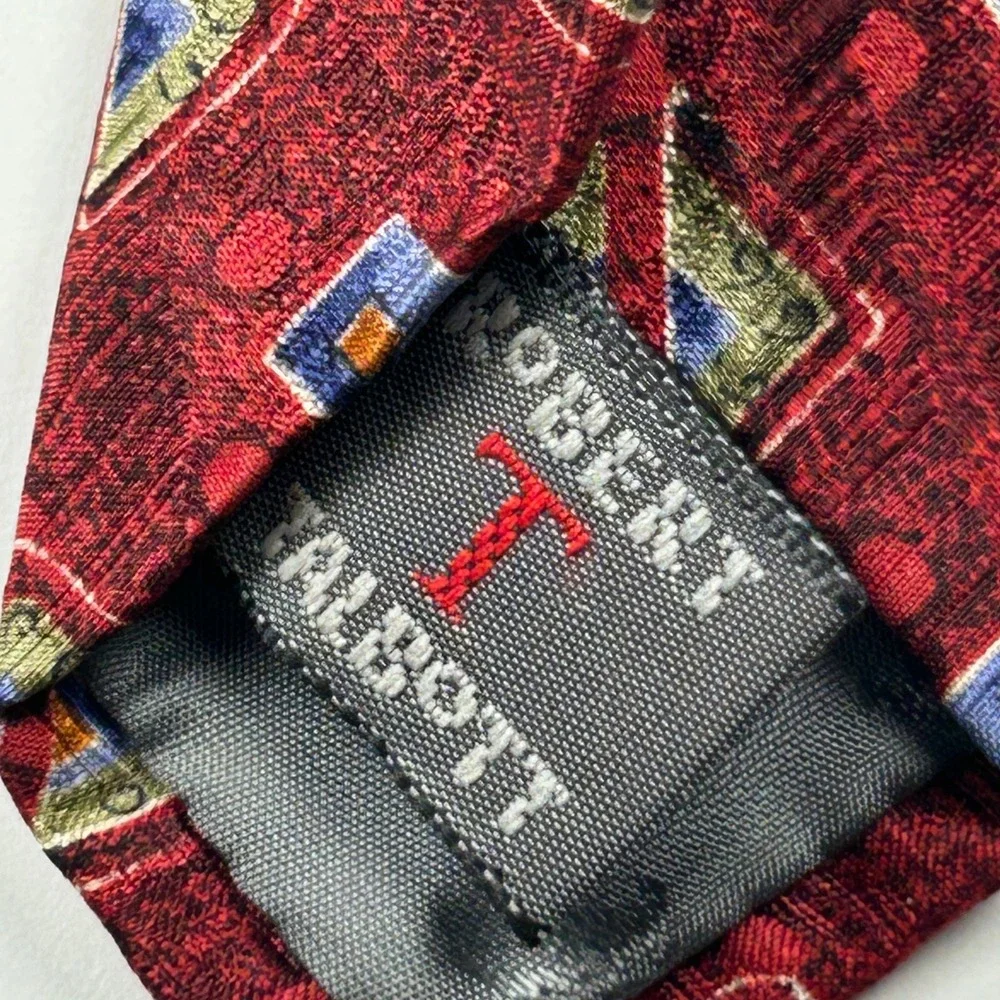 Vintage Robert Talbott‎ Best of Class Nordstrom XL Maroon Geometric Silk Tie